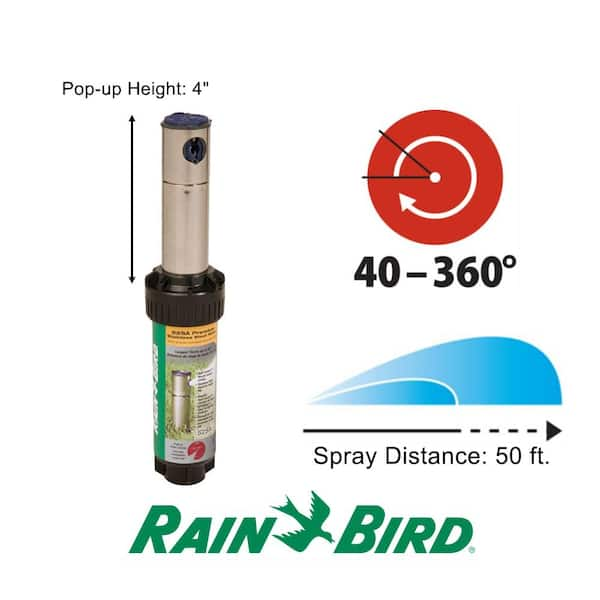 52SA 4 in. Pop-Up Stainless Steel Gear-Drive Rotor Sprinkler, 40-360 Degree Pattern, Adjustable 25-50 ft.