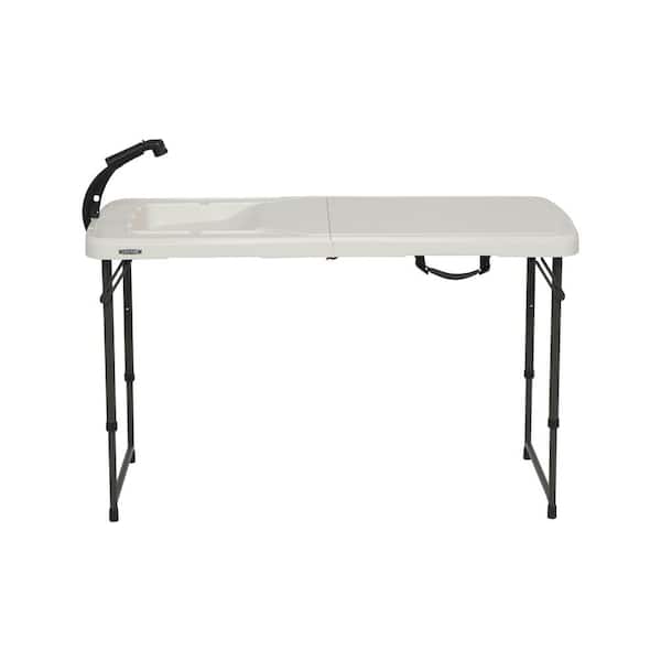 Lifetime 4 ft. Adjustable Height Fold-in-Half Fillet Table; Almond