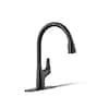 KOHLER Trove Single Handle Pull Down Sprayer Kitchen Faucet in Matte Black R33300-BL