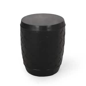 15 in. Diameter x 18 in. Height Outdoor Light Weight Concrete Patio Round Side Table in Black for Garden, Lawn, Balcony