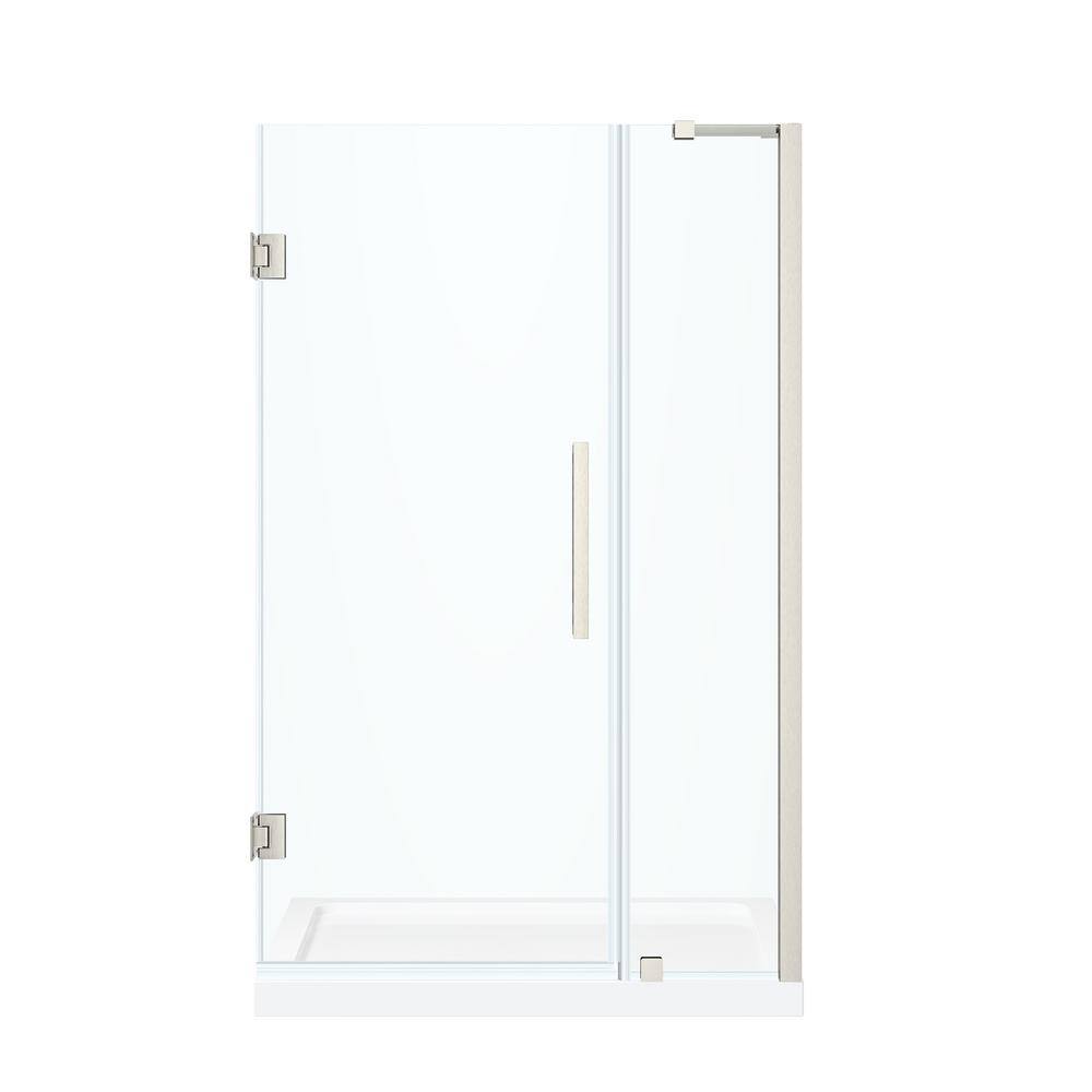 Tampa-Pro 38" Satin Nickel Frameless Shower Kit with Acrylic Base