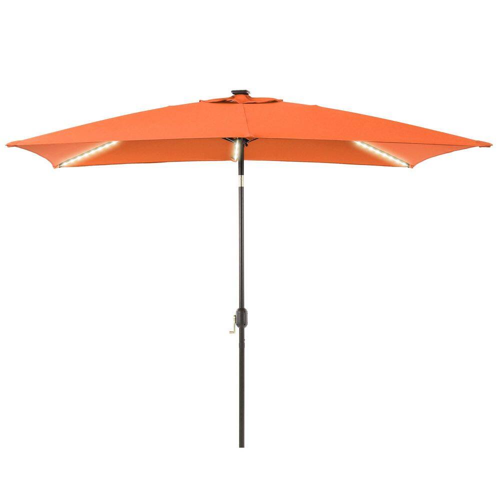 6 ft. x 9 ft. Rectangular Market Umbrella Solar LED with Tilt Function Market Patio Umbrella in Orange price history on PriceWatchPro