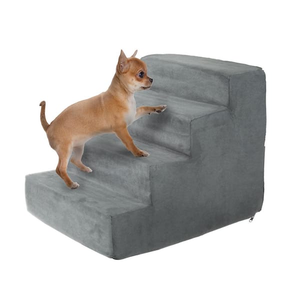 Pet Trex Gray High Density Foam Pet Stairs - 4-Steps with Machine