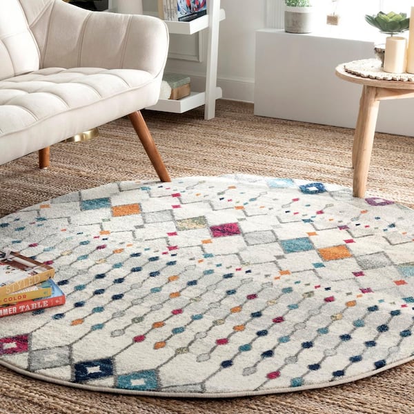 Blythe Modern Moroccan Trellis 6 ft. Multi Round Rug