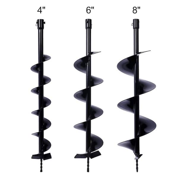 (4 cu. ft. ) 4 in. + 6 in. + 8 in. Auger Drill Bit for Planting Hole, Bulb Planter Auger, Post Hole Digger Accessories
