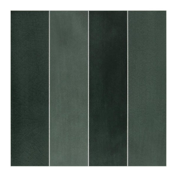 sunwings Stacked Green 9.05 in. x 0.12 in. Peel and Stick Backsplash Stone Composite Decorative Wall Tile (0.57 sq. ft.)