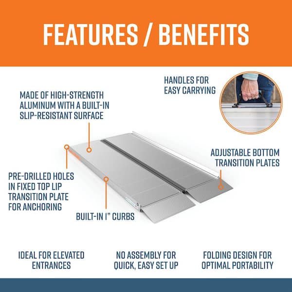 SUITCASE 5 ft. Singlefold Portable Aluminum Wheelchair Ramp