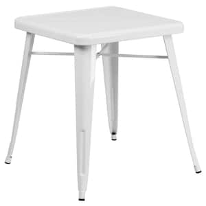 White Square Metal Outdoor Bistro Table