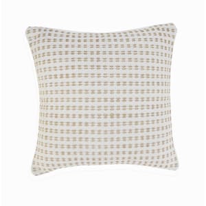 Interwoven Ivory / Tan Striped Soft Poly-Fill 20 in. x 20 in. Indoor Throw Pillow