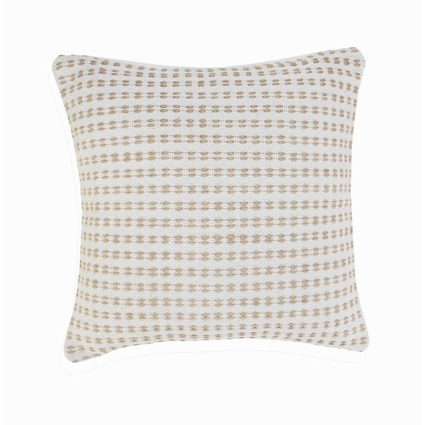 LR Home Interwoven Ivory / Tan Striped Soft Poly-Fill 20 in. x 20 in. Throw Pillow