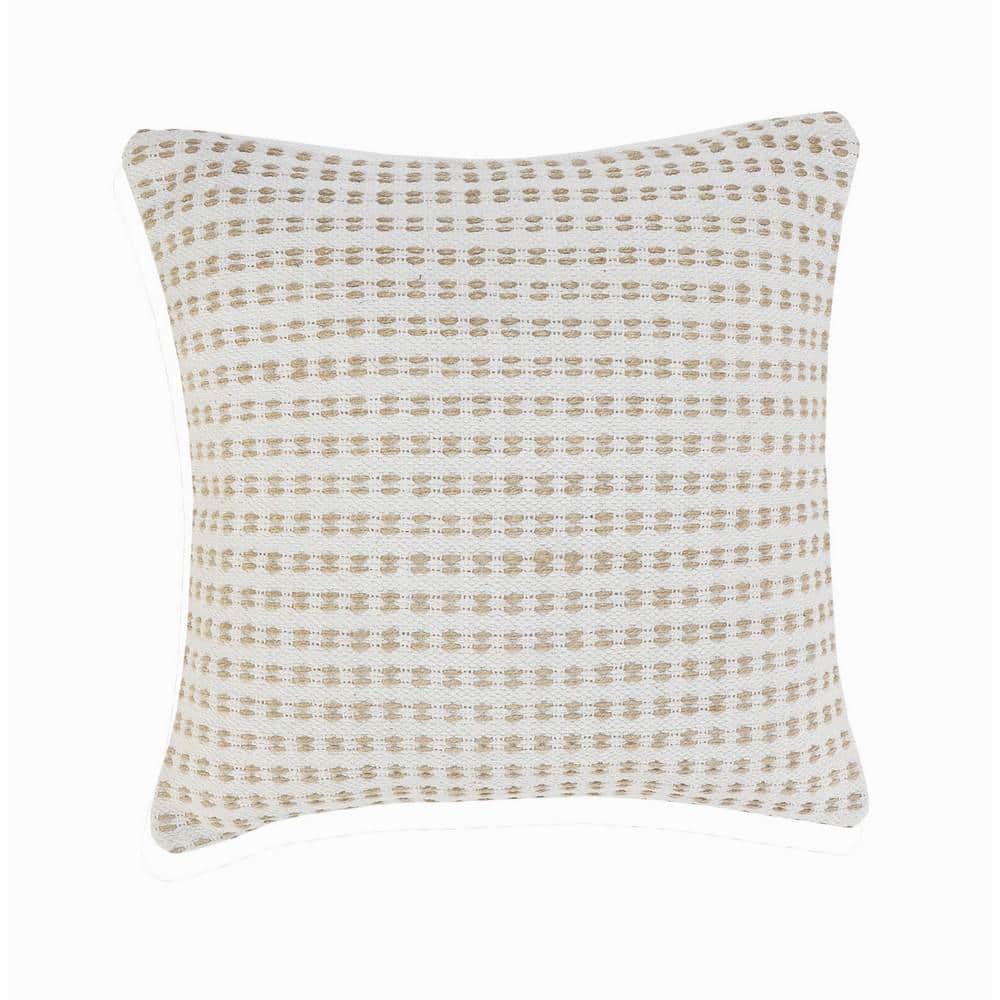 Interwoven Ivory / Tan Striped Soft Poly-Fill 20 in. x 20 in. Indoor Throw 