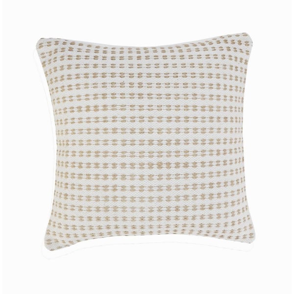 Unbranded Interwoven Ivory / Tan Striped Soft Poly-Fill 20 in. x 20 in. Indoor Throw Pillow