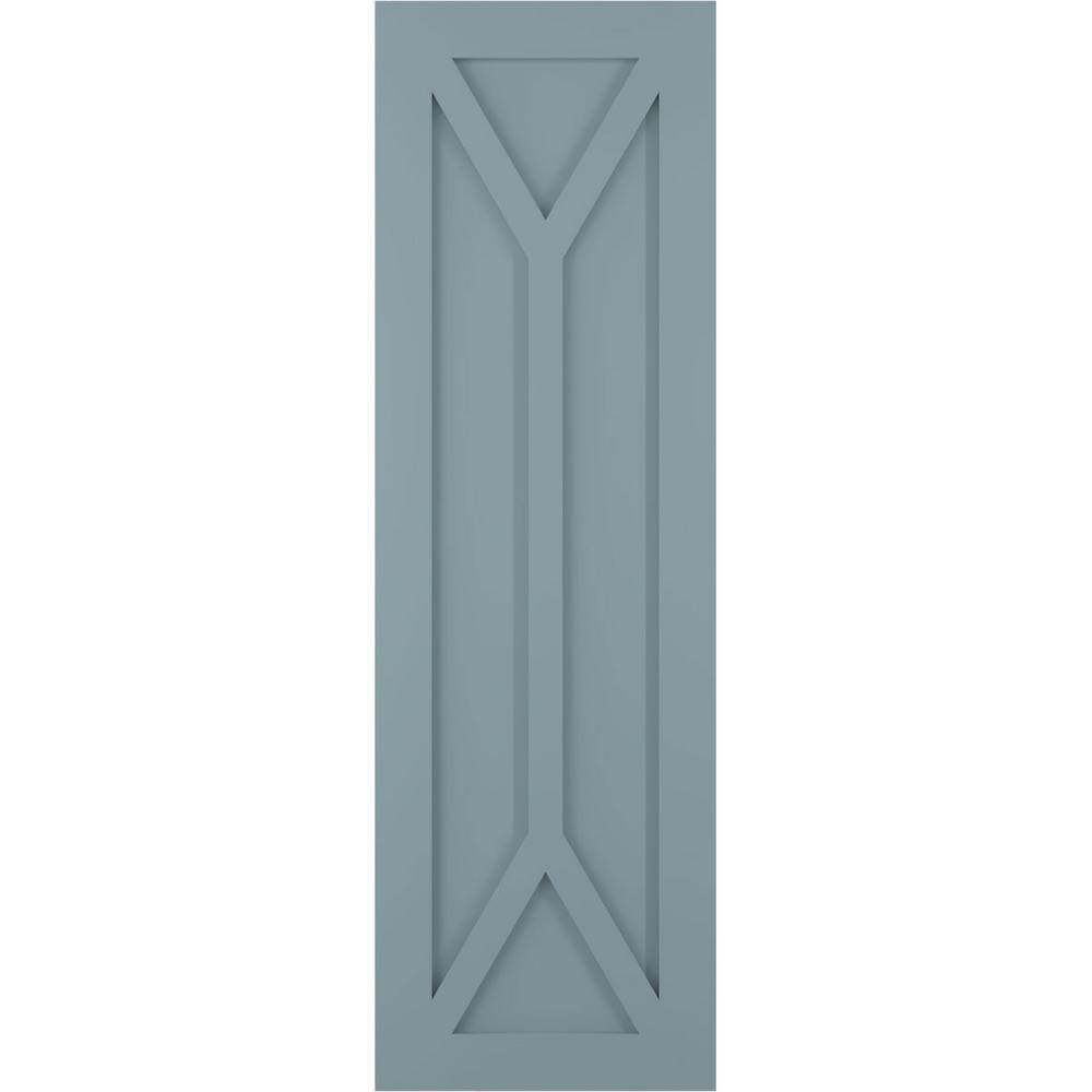 True Fit 15 in. x 56 in. Flat Panel PVC San Carlos Mission Style Fixed Mount Shutters Pair in Peaceful Blue price history on PriceWatchPro