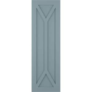 18 in. x 71 in. True Fit Flat Panel PVC San Carlos Mission Style Fixed Mount Shutters Pair in Peaceful Blue