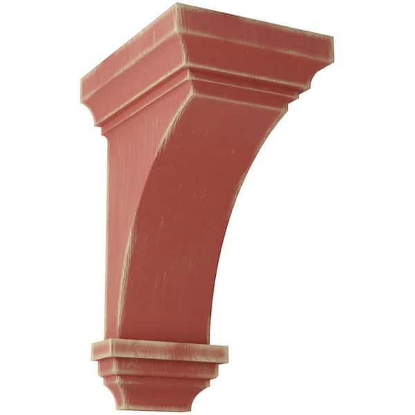 Ekena Millwork 7 in. x 14 in. x 7-3/4 in. Salvage Red Jumbo Jefferson Wood Vintage Decor Corbel