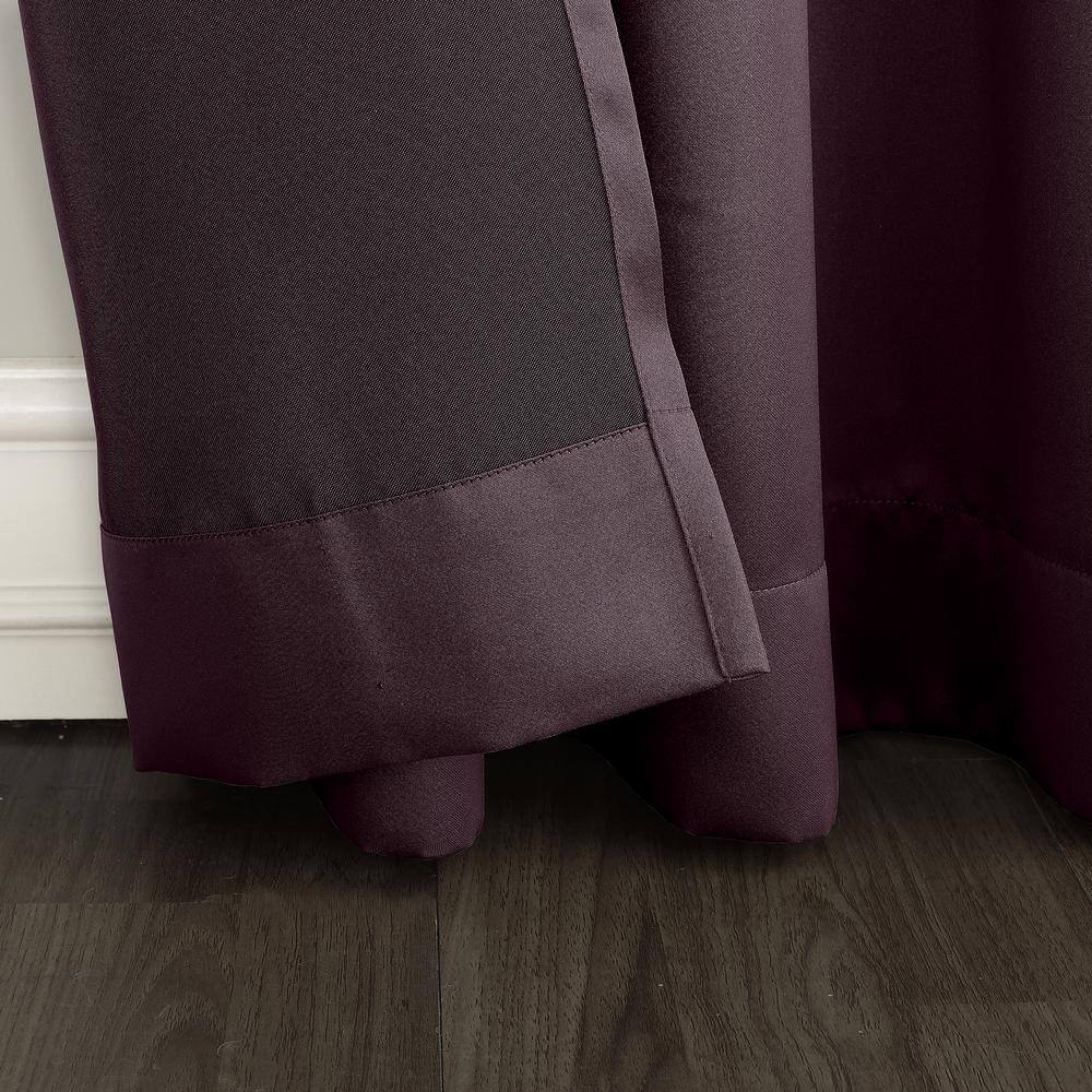 Plum Polyester Room-Darkening Grommet Curtain Panel 54" x 95"