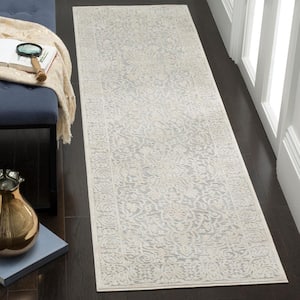Reflection Light Gray/Cream 2 ft. x 10 ft. Distressed Floral Runner Rug