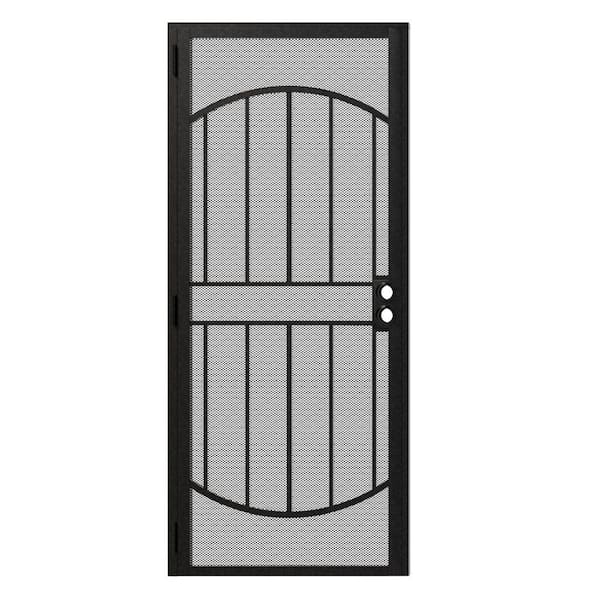 32 in. x 80 in. Universal/Reversible, Black, Iron, Pre-Bored, Expanded Mesh Prehung, Security Door without Handle