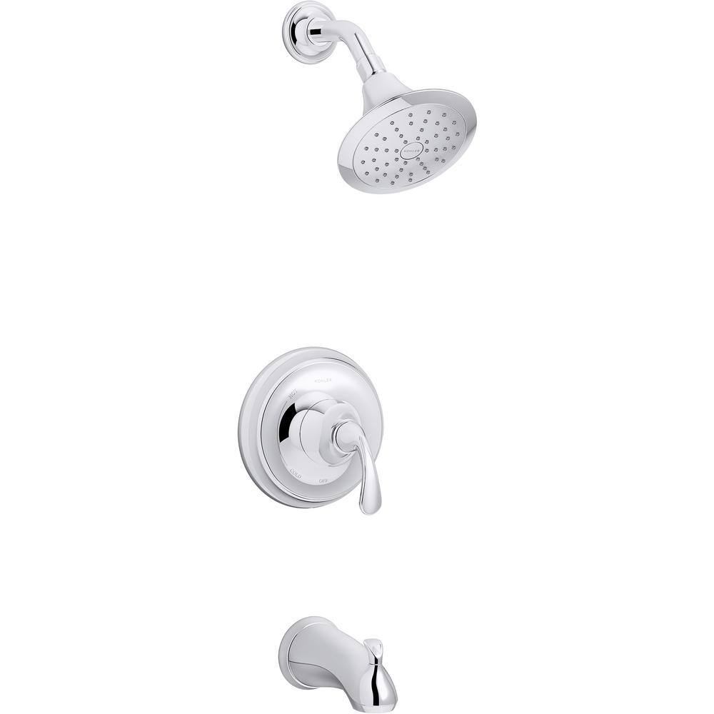 Forte Collection K-TS10274-4G-CP 1.75 GPM Wall Mounted Single Function Pressure Balanced Shower Set with Valve  Showerhead  Tub Spout  Lever Handle -  Kohler, KTS102744GCP