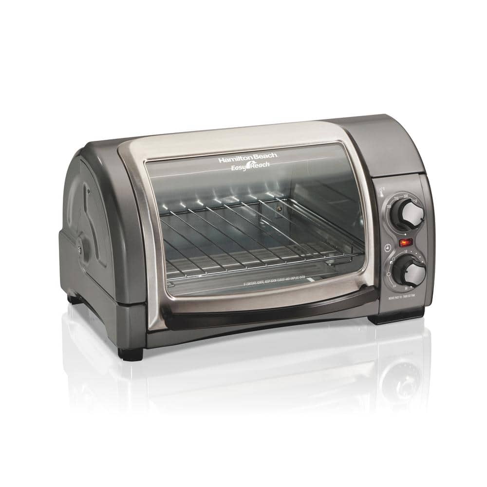 Hamilton Beach Easy Reach 1200 W 4-Slice Grey Toaster Oven with Roll-Top Door -  31334D