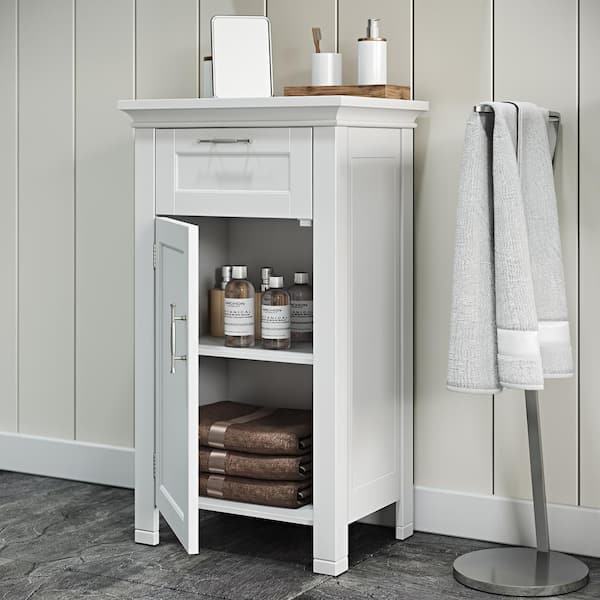 Somerset 16 in. W x 30 in. H x 12 in. D White Linen Cabinet with Bathroom and Laundry Storage, Drawer and Shelf