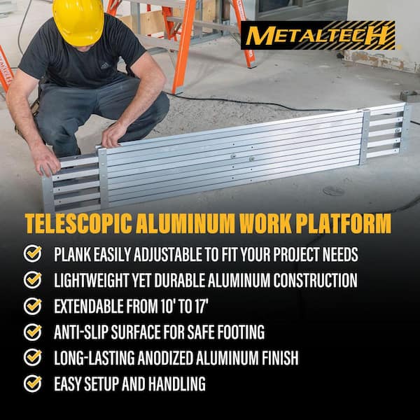 MetalTech Telescopic Aluminum Plank Board, Jobsite Series 10 to 17