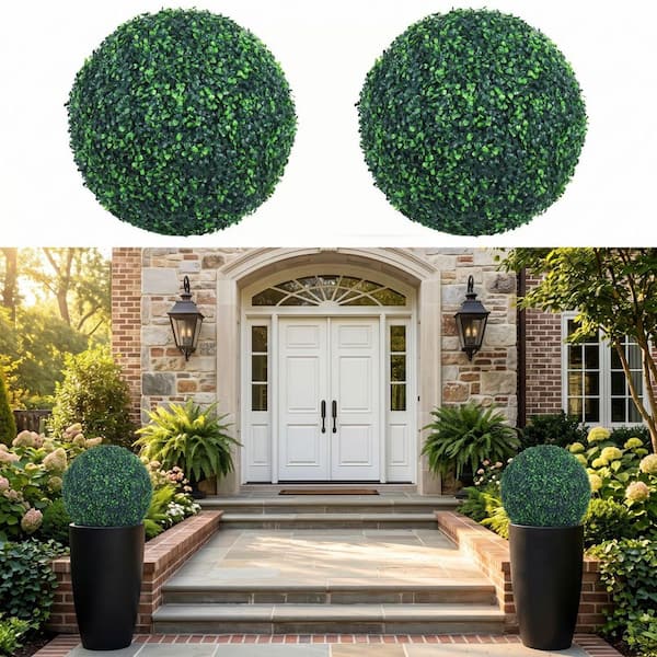 4 ft. Indoor/Outdoor Artificial Boxwood Double Ball Topiary 2-Pack 22 in.