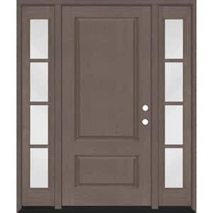Regency 64 in. x 80 in. 2Panel 3/4-Squaretop LHIS Ashwood Stain Fiberglass Prehung Front Door with w/4Lite Dbl 12in.SL