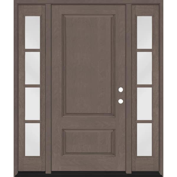 Steves & Sons Regency 64 in. x 80 in. 2Panel 3/4-Squaretop LHIS Ashwood Stain Fiberglass Prehung Front Door with w/4Lite Dbl 12in.SL