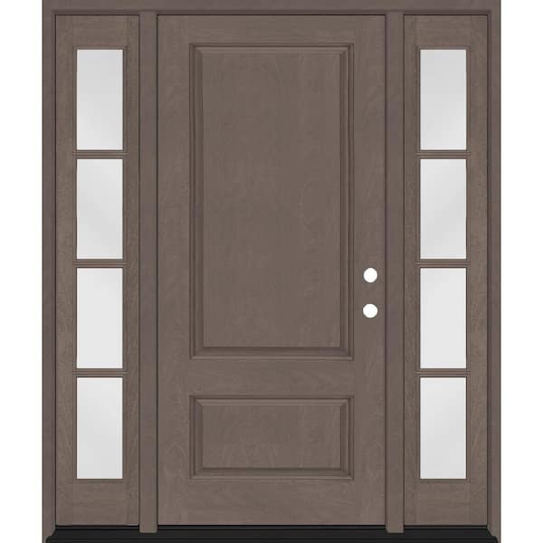 Steves & Sons Regency 68 in. x 80 in. 2Panel 3/4-Squaretop LHIS Ashwood Stain Fiberglass Prehung Front Door with w/4Lite Dbl 14in.SL