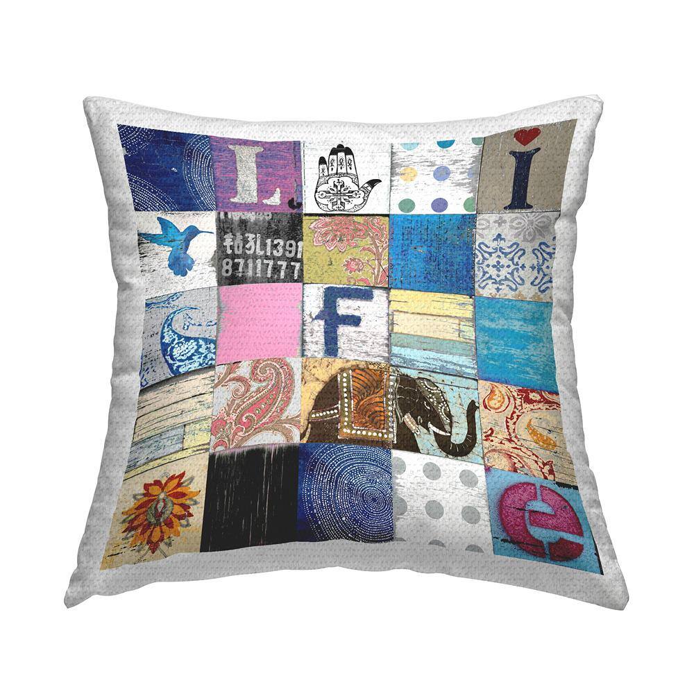 Vintage Life Collaged Pattern Multi-Color Square Outdoor Throw Pillow price history on PriceWatchPro
