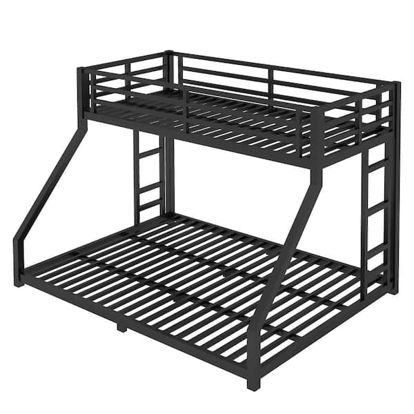 Nestfair Black Metal Twin XL over Queen Bunk Bed with 2 Side