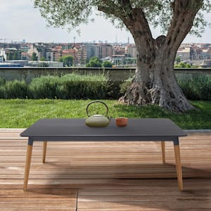 Ipanema Dark Grey Rectangular Teak Outdoor Coffee Table with Legs