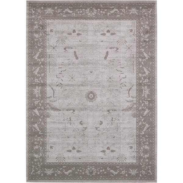 Unique Loom La Jolla Floral Light Gray 10' 0 x 14' 0 Area Rug