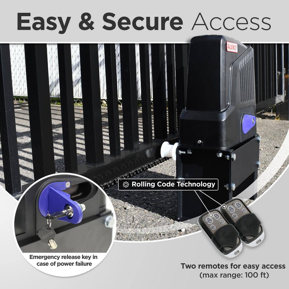 Black and Purple Sliding Gate Opener Kit with Remote Control