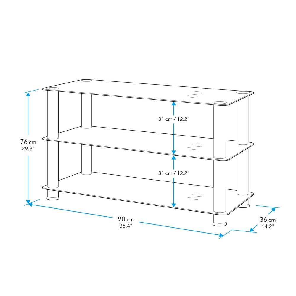 Black Glass and Chrome 3-Tier Shelving Unit
