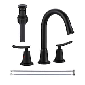 8 in. Widespread Double Handle Bathroom Faucet in Black
