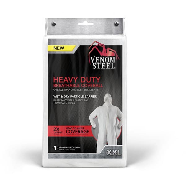 Unisex XXL White microporous breathable film heavy duty Coveralls with hood and wet and dry particle barrier