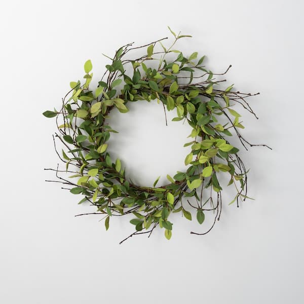 SULLIVANS 20" Artificial Green Ruscus Leafy Twig Wreath