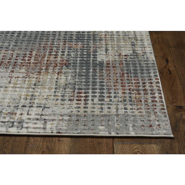 Lara Inspire Grey/Brick 10 ft. x 13 ft. Abstract Area Rug