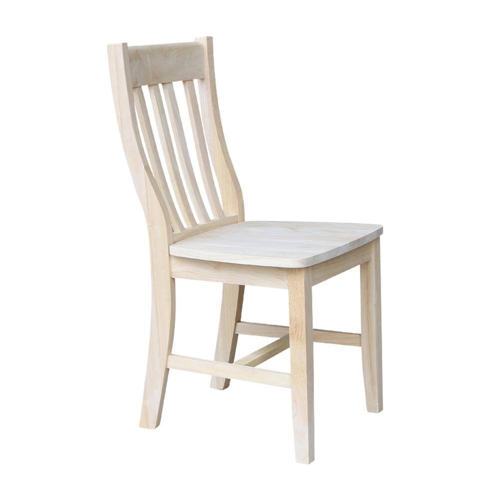 High Slat Ladderback Solid Wood Side Chair in White - Set of 2