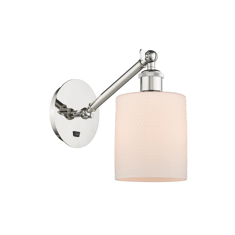 Cobbleskill 1-Light Polished Nickel, Matte White Wall Sconce with White Glass Shade price history on PriceWatchPro