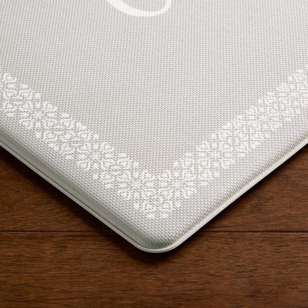 Bloomfield Grateful Border 18 in. x 48 in. Grey Indoor Comfort Kitchen Mat