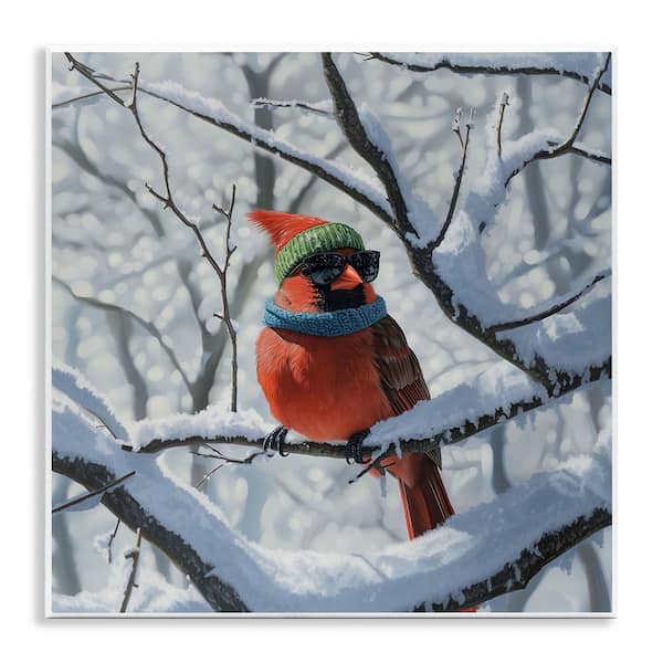 Winter Cool Cardinal by Jim Baldwin Unframed Graphic Art Print Animal, 12 in. x 12 in.