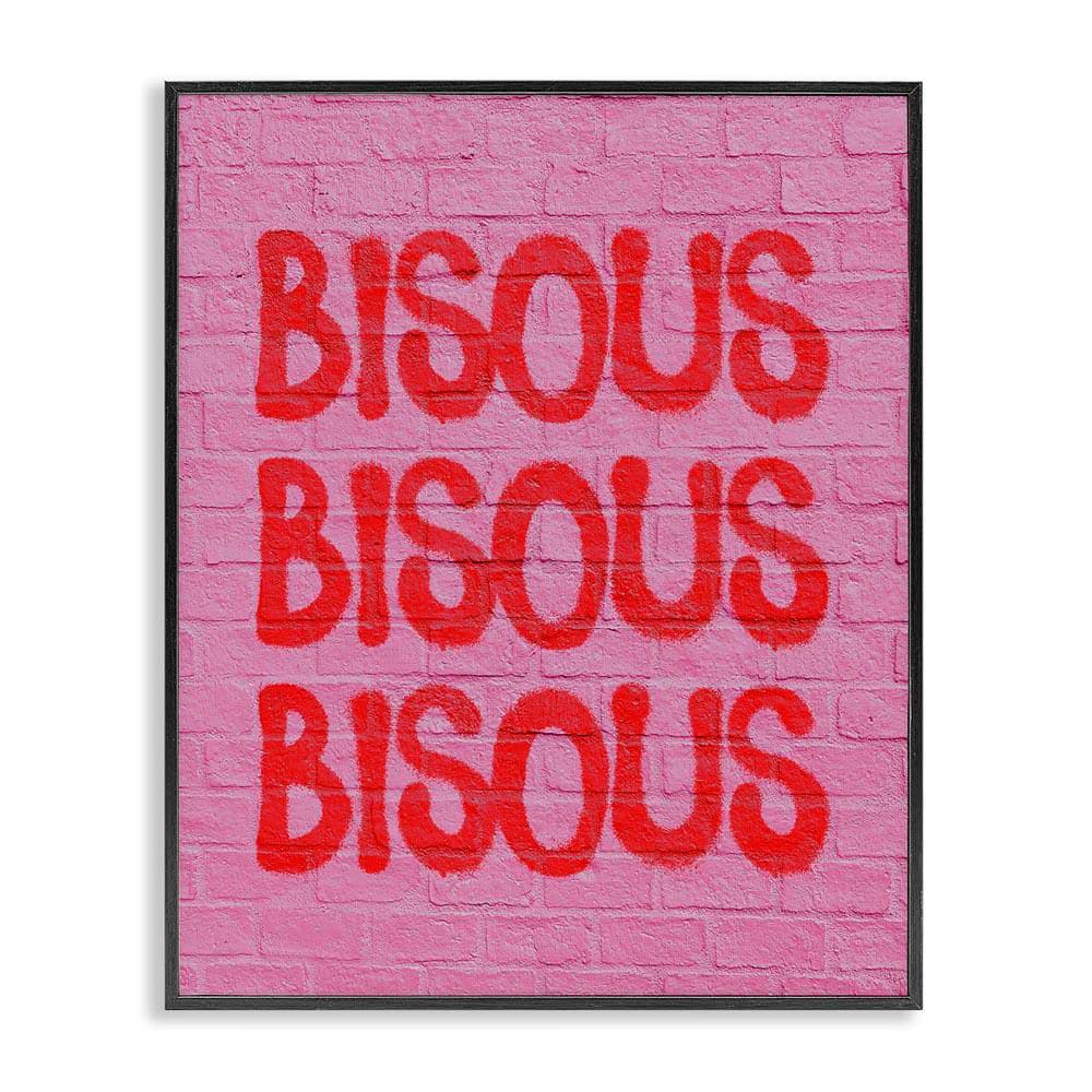 Bisous on Brick Pattern by House of Lulu Black Framed Typography Giclee Art Print 14 in. x 11 in. price history on PriceWatchPro