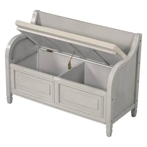 42 in. W x 18 in. D x 29.5 in. H Gray Wood Linen Cabinet with Removable Cushion, Storage Bench and Safety Hinge