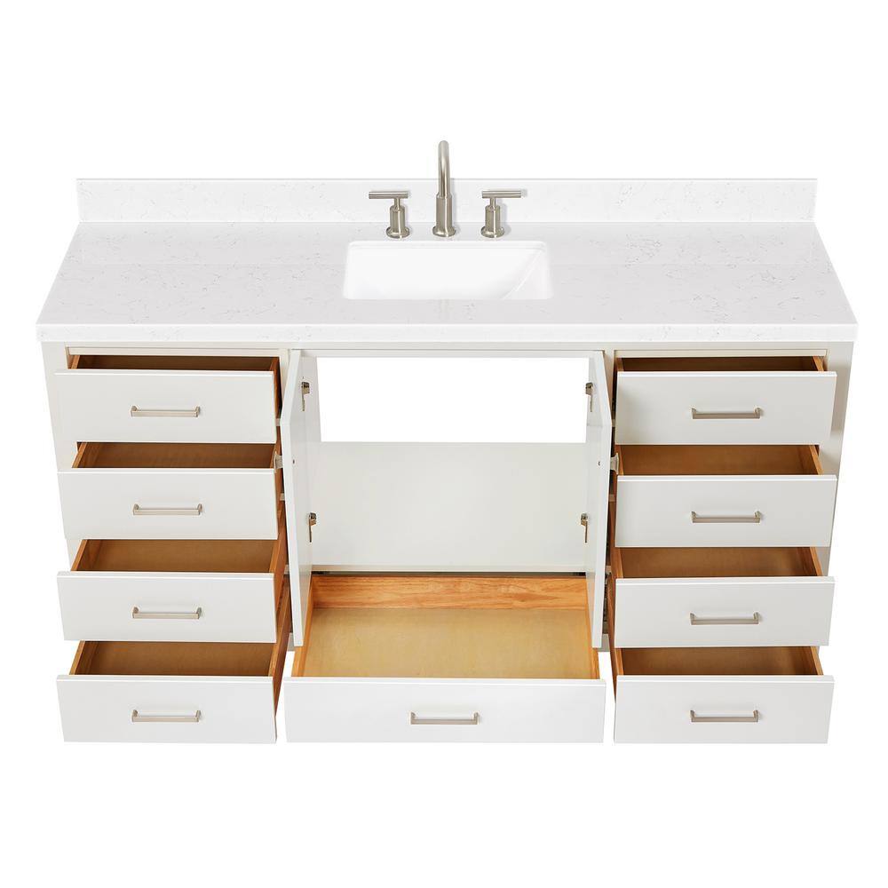 Cambridge 66" White Hardwood Freestanding Single Basin Vanity