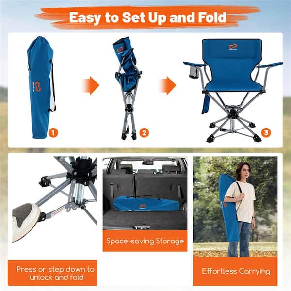 Costway 360° Swivel Hunting Chair with Mesh Cup Holder and Storage