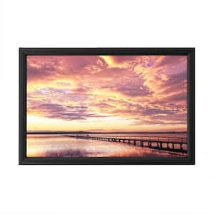 "Sunset on the lake" by Beata Czyzowska Framed with LED Light Landscape Wall Art 16 in. x 24 in.