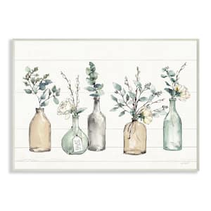 "Bottles And Plants Farm Wood Textured Design" by Anne Tavoletti Wood Abstract Wall Art 15 in. x 10 in.